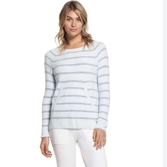 Barefoot Dreams Striped Raglan Pullover Small COZY y CHIC Ultra Lite terry top - Picture 9 of 10